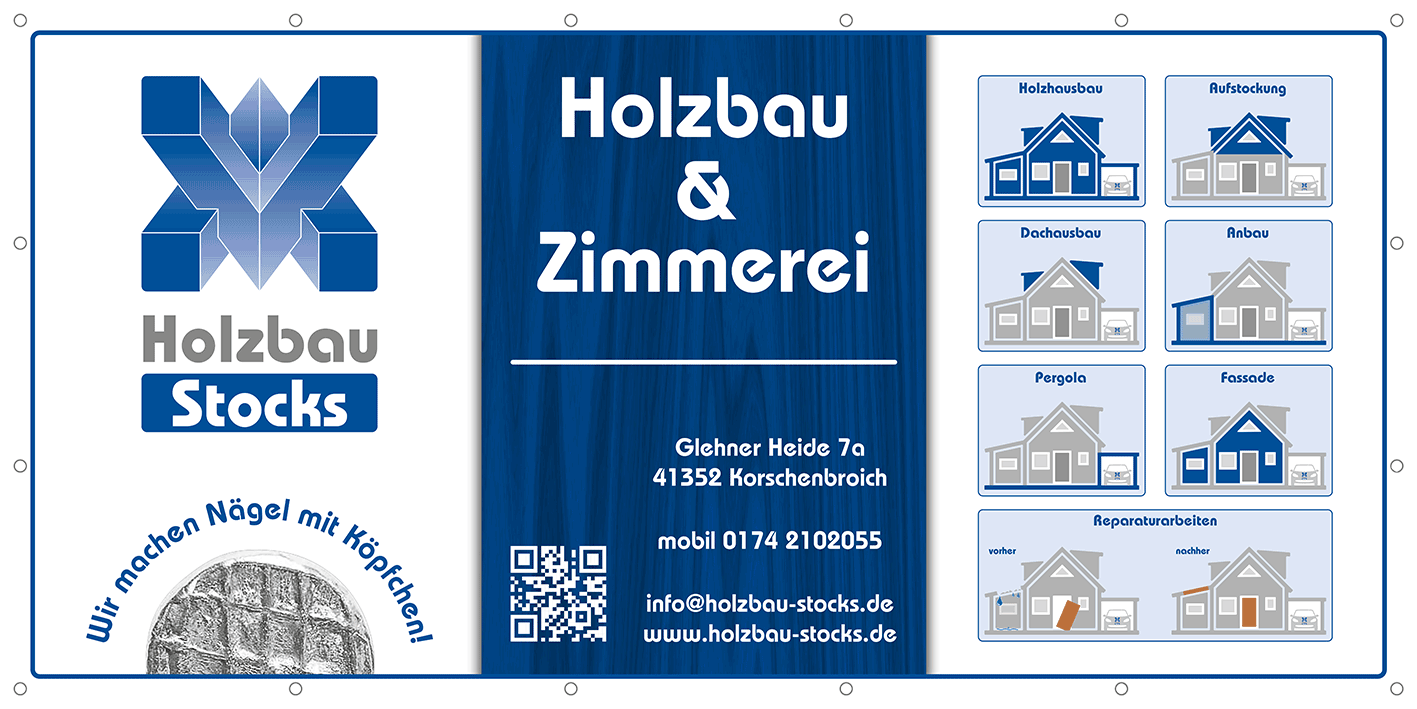 Pancarta de la valla de la construcción Holzbau Stocks